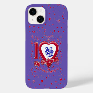 I Love My Girlfriend Photo Red Hearts Purple Case-Mate iPhone 14 Case