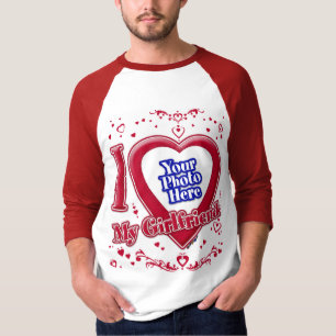 I Love My Girlfriend Photo Red Hearts T-Shirt