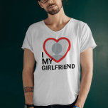 I Love My Girlfriend Photo T-Shirt<br><div class="desc">Create your own I Love My Girlfriend more than ever Photo Text T-Shirt with this modern and funny shirt template featuring a cool slab serif font and girlfriend photo into a huge red heart. Add your own photo, your name or any personalised text. The "I love My Girlfriend" t-shirt design...</div>