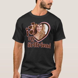 I Love My Girlfriend Pink Brown Photo T-Shirt