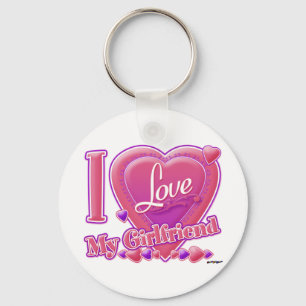 I Love My Girlfriend pink/purple - hearts Key Ring