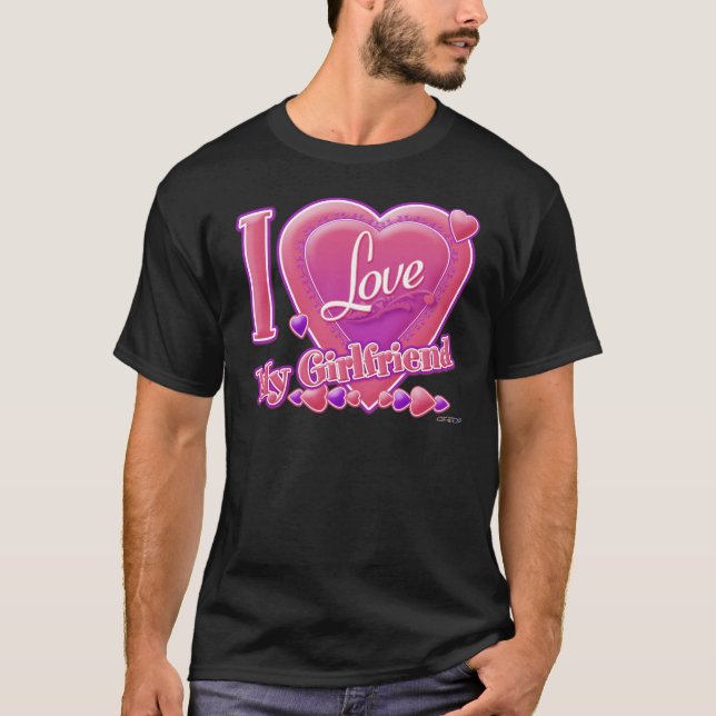 I Love My Girlfriend pink/purple - hearts T-Shirt (Front)