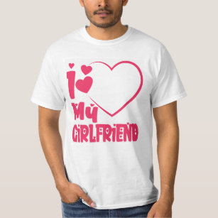 I Love My Girlfriend Red Heart Custom T-Shirt