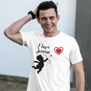 I love my girlfriend Red heart cute love quote T-Shirt