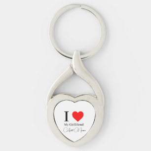 I love My Girlfriend & Red Heart Personalised Key Ring