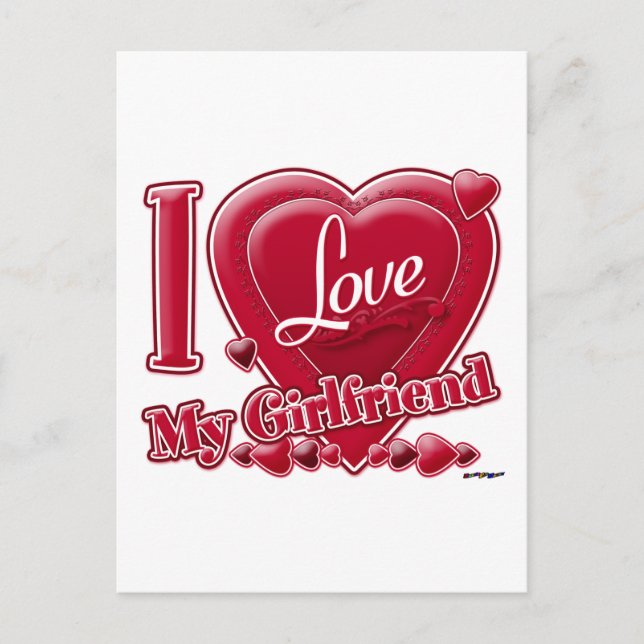 I Love My Girlfriend red - heart Postcard (Front)