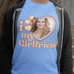 I Love My Girlfriend Retro T-Shirt<br><div class="desc">Looking for a unique and romantic gift? Look no further than this custom I Love My Girlfriend photo shirt! Simply upload a photo of yourself, and we will print it onto a shirt for you. This shirt is perfect for anniversaries, Valentine's Day, or any other special occasion. Order yours today!...</div>