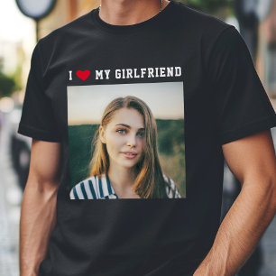 I Love My Girlfriend Sporty Minimalist Cute Photo T-Shirt
