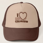 I Love My GIRLFRIEND Trucker Hat<br><div class="desc">cute and bubbly font that says " I Love My GIRLFRIEND" with a huge heart that allows you to insert your image In y2k style and the colours brown & Light Pink</div>