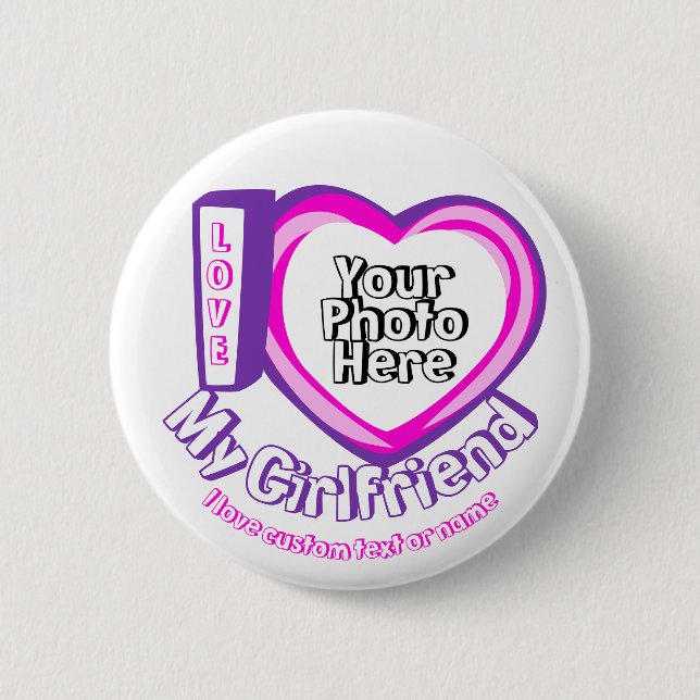 I love My Girlfriend Valentines Day Newly Weds 6 Cm Round Badge (Front)