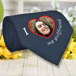 I Love My Girlfriend Wife Custom Photo Text Tie<br><div class="desc">Upload a photo, customise the text, and easily create your personalised Valentines day, anniversary, Fathers day, or birthday neck tie. You can TRANSFER this DESIGN on other Zazzle products and adjust it to fit most of the Zazzle items. You can also click EDIT USING DESIGN TOOL to change the background...</div>