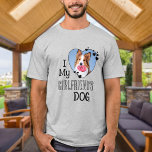 I Love My Girlfriend's Dog Custom Cute Heart Photo T-Shirt<br><div class="desc">Who do you really love? Your girlfriend or her dog! Give the perfect gift to your boyfriend this valentines day with this funny dog lover shirt ! A must have for every dog lover, dog mum and dog dad ! A fun twist on I Love My Girlfriend, this shirt quote...</div>