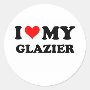 I Love My Glazier Classic Round Sticker