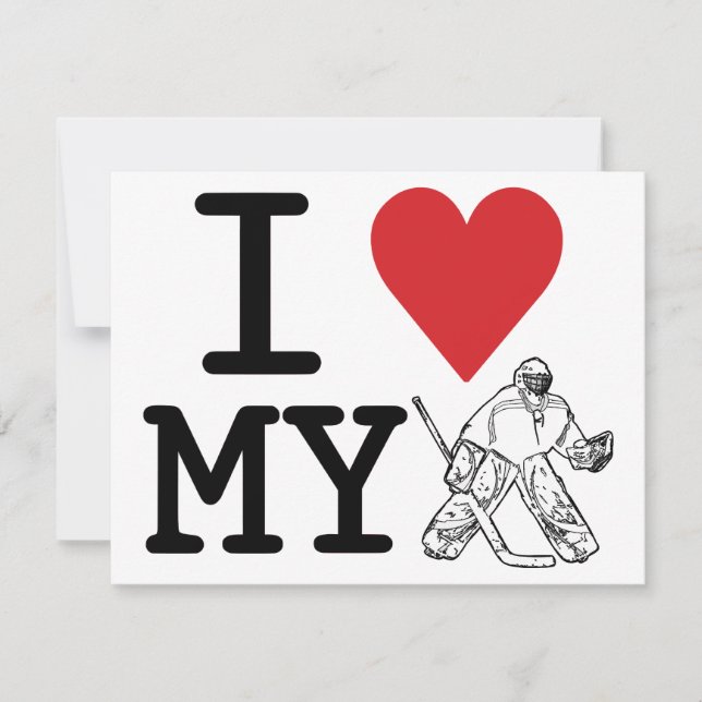 I Love My Goalie Party Invitations (hockey) (Front)