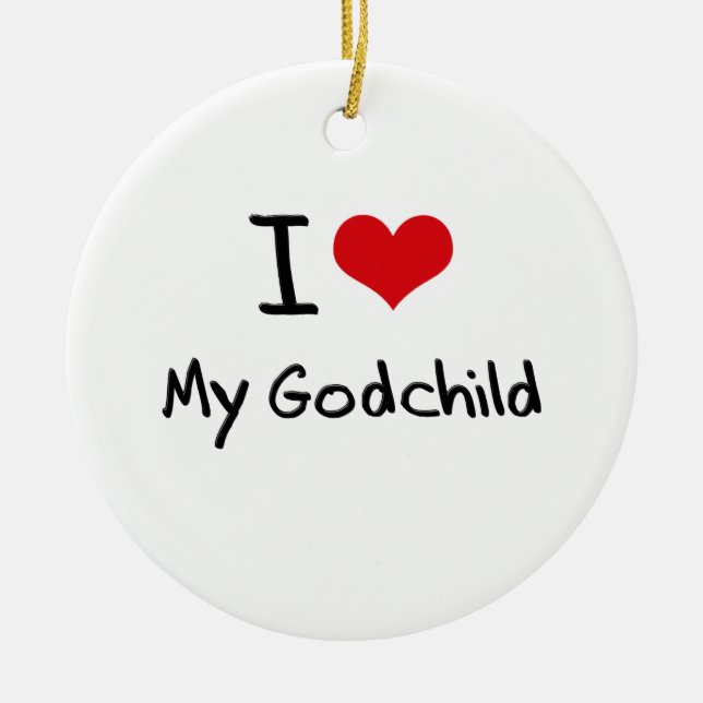 I Love My Godchild Ceramic Tree Decoration (Front)