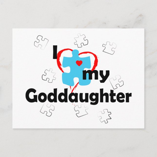 I Love My Goddaughter - Autism Postcard (Front)
