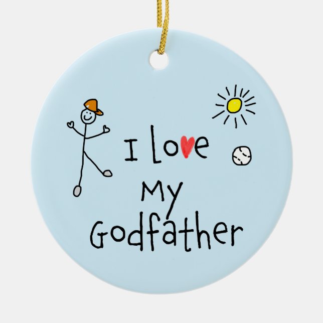 I Love My Godfather Photo Ceramic Tree Decoration (Front)