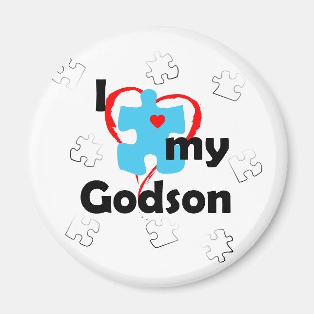 I Love My Godson - Autism Magnet (Front)