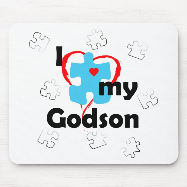 I Love My Godson - Autism Mouse Mat (Front)