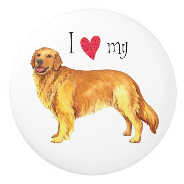 I Love my Golden Ceramic Knob (Front)