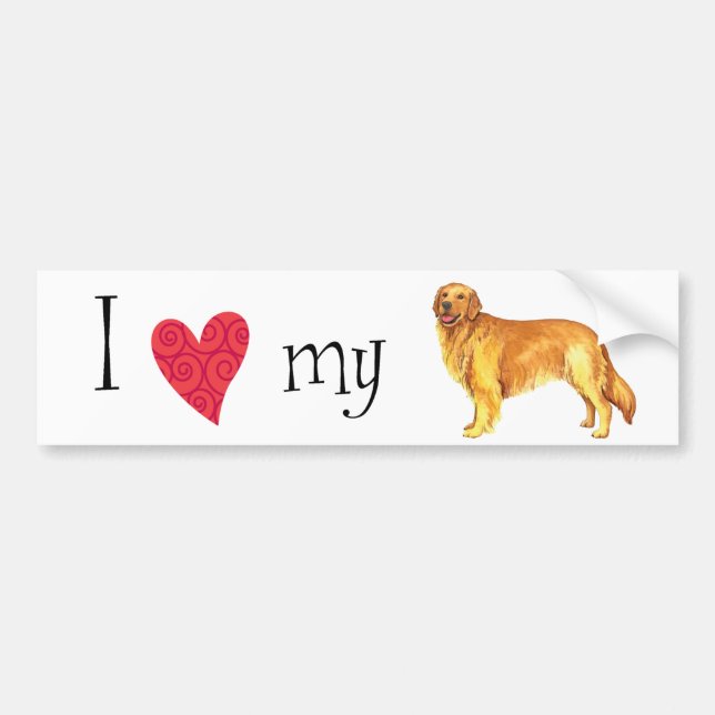 I Love my Golden Retriever Bumper Sticker (Front)
