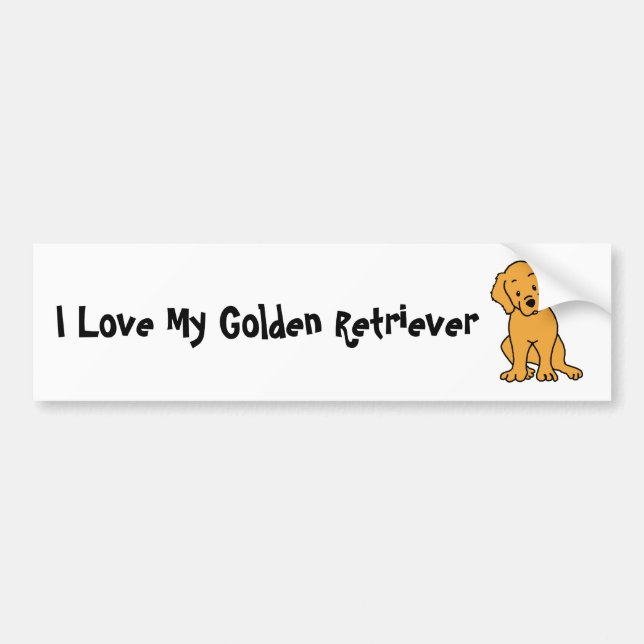 I Love My Golden Retriever Bumper Sticker (Front)