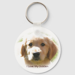 I Love My Golden Retriever Dog Key Ring