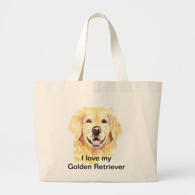 I Love my Golden Retriever, Dog, Pet Large Tote Bag (Front)