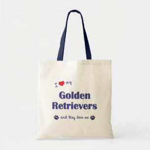 I Love My Golden Retrievers (Multiple Dogs) Tote Bag