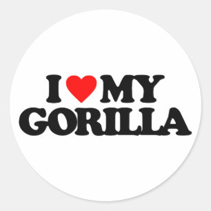 I LOVE MY GORILLA CLASSIC ROUND STICKER