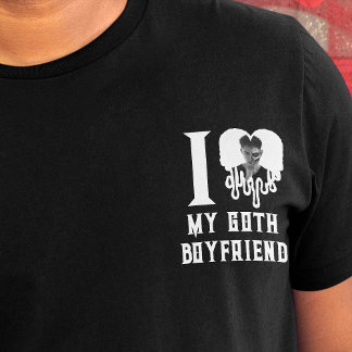 I Love My Goth Boyfriend White Heart Photo Crest  T-Shirt