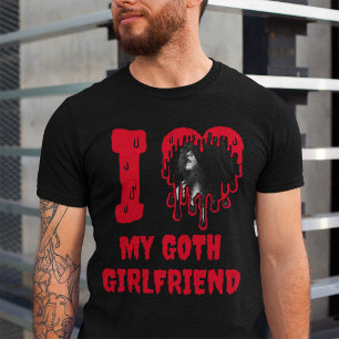I Love My Goth Girlfriend Cartoon Heart Valentine T-Shirt