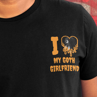 I Love My Goth Girlfriend Drip Orange Heart Photo T-Shirt