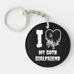 I Love My Goth Girlfriend Dripping Heart Photo Key Ring