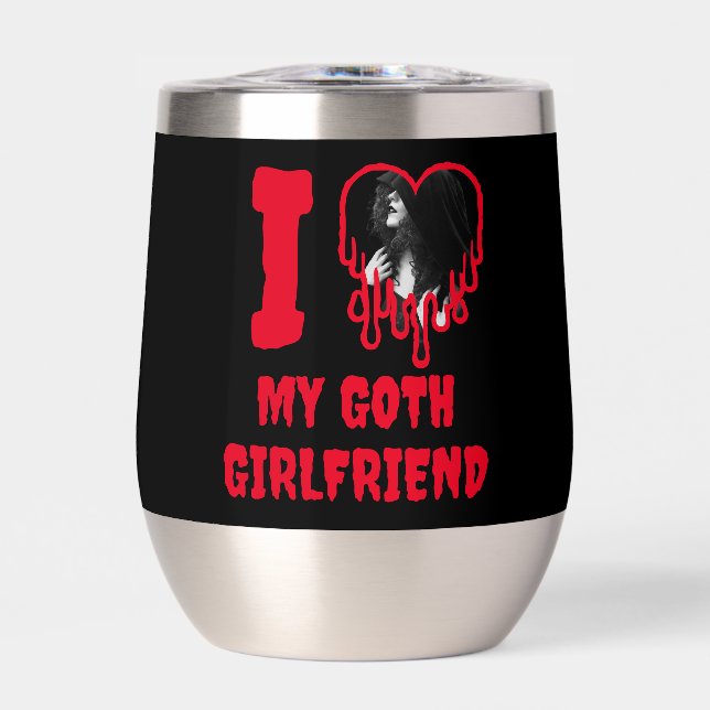 I Love My Goth Girlfriend Dripping Red Heart Photo (Front)