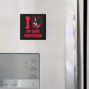 I Love My Goth Girlfriend Dripping Red Heart Photo Magnet