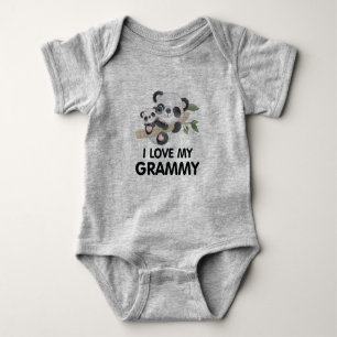 I Love My Grammy Cute Baby and Adult Pandas Bodysuit