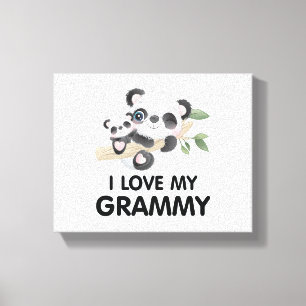 I Love My Grammy Cute Baby and Adult Pandas Canvas Print