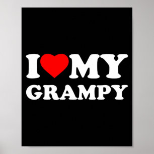 I Love My Grampy I Heart Family Grandpa Long Sleev Poster