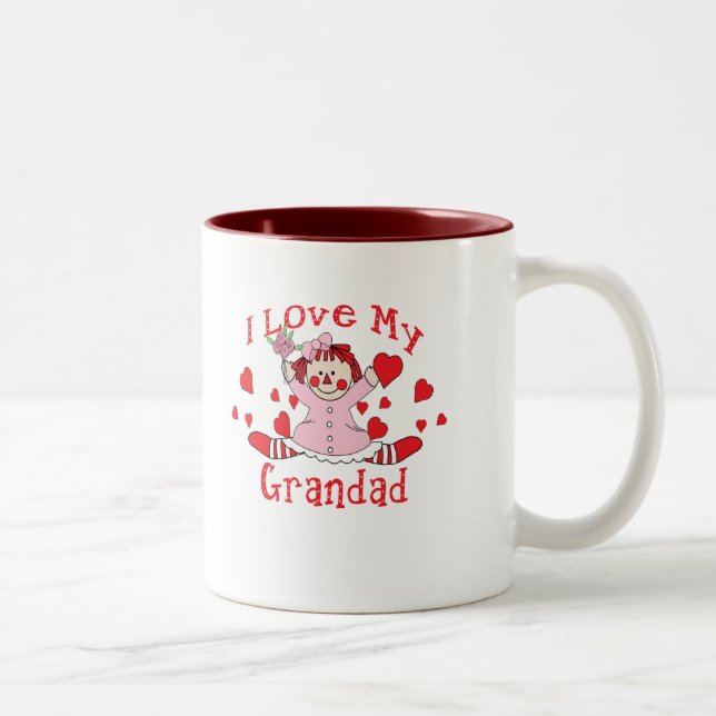 I love My Grandad Rag Doll & Hearts Two-Tone Coffee Mug (Right)