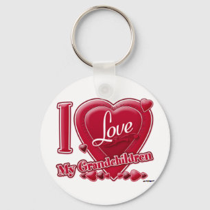 I Love My Grandchildren red hearts Key Ring