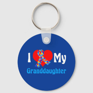 I Love My Granddaughter Autism Awareness Key Ring