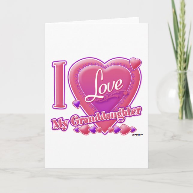 I Love My Granddaughter pink/purple - heart Card (Front)