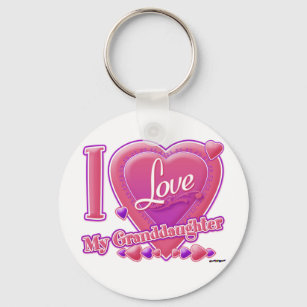 I Love My Granddaughter pink/purple - heart Key Ring