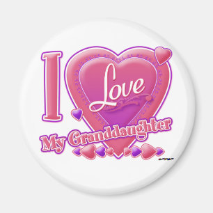 I Love My Granddaughter pink/purple - heart Magnet