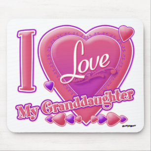 I Love My Granddaughter pink/purple - heart Mouse Mat