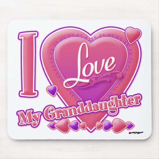 I Love My Granddaughter pink/purple - heart Mouse Mat (Front)