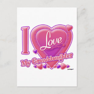 I Love My Granddaughter pink/purple - heart Postcard