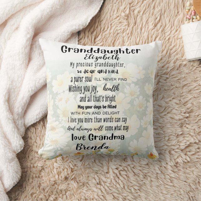 I Love My Granddaughter Poem Personalised Daisy Cushion (Blanket)
