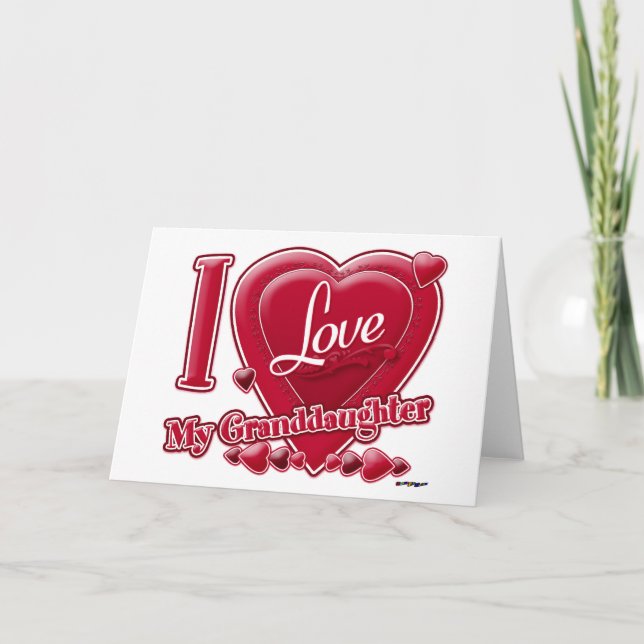 I Love My Granddaughter red - heart Holiday Card (Front)